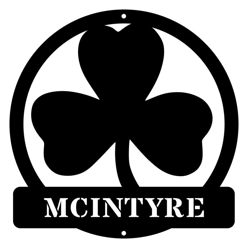 Round Shamrock Personalized Last Name Metal Wall Sign St. Patricks Day Decor Custom Metal Family Name Sign Lucky