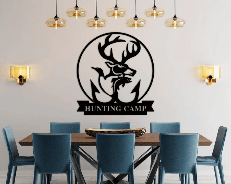 Personalized Wildlife Wall Sign Fishing Camp Hunting Camp Sign Fish Deer Wall Art Deer Bass Custom Sign Personalized