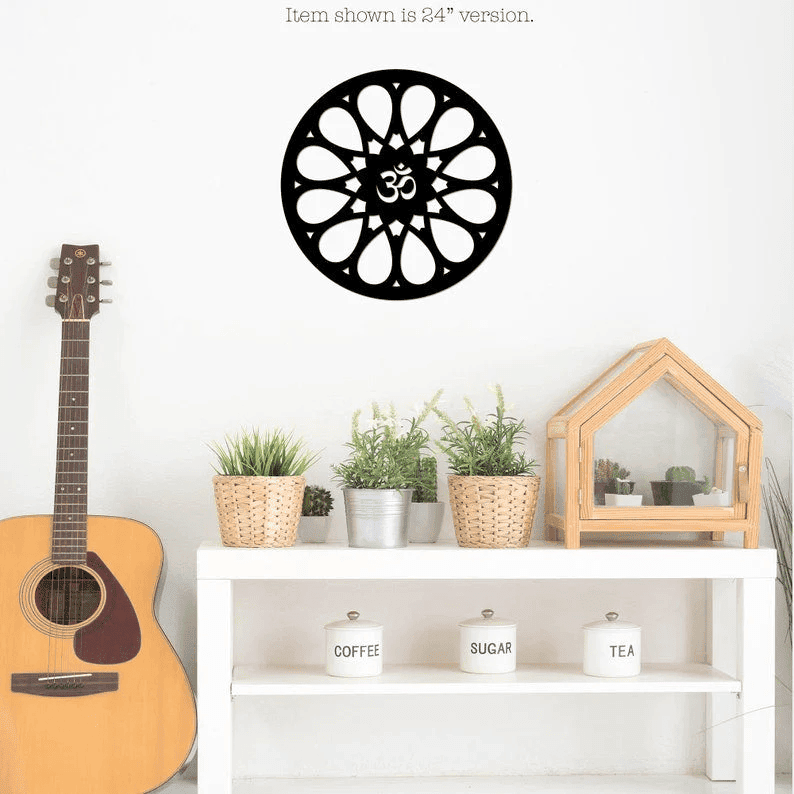 Round Namaste Lotus Mandala Metal Sign Mandala Metal Wall Art Yoga Studio Symbols Wall Art Meditation Room Decor Indoor