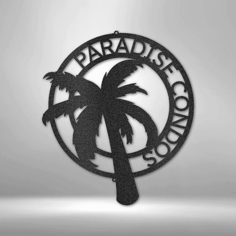 Personalized Palm Trees Metal Monogram Sign Ocean Lovers Gift Beach House Palm Tree Outdoor Metal Sign Decor Family Sign