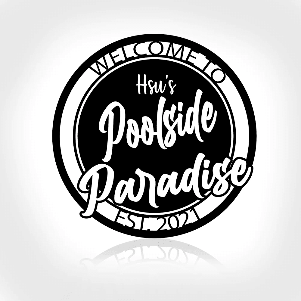 Personalized Poolside Metal Wall Custom Family Name Poolside Paradise Decor Metal Swimming Pool Sign Poolside Metal
