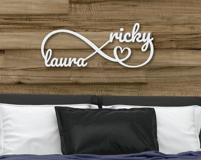 Personalized Metal Infinity Sign Anniversary Gift Newly Engaged Gift Custom Metal Sign Metal Wall Art Housewarming Gift