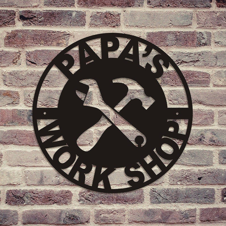 Personalized Metal Signpapas Work Shop Metal Signgifts For Fatherdad's Giftspersonalized Giftsgifts For Grandpacustom