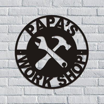 Personalized Metal Signpapas Work Shop Metal Signgifts For Fatherdad's Giftspersonalized Giftsgifts For Grandpacustom