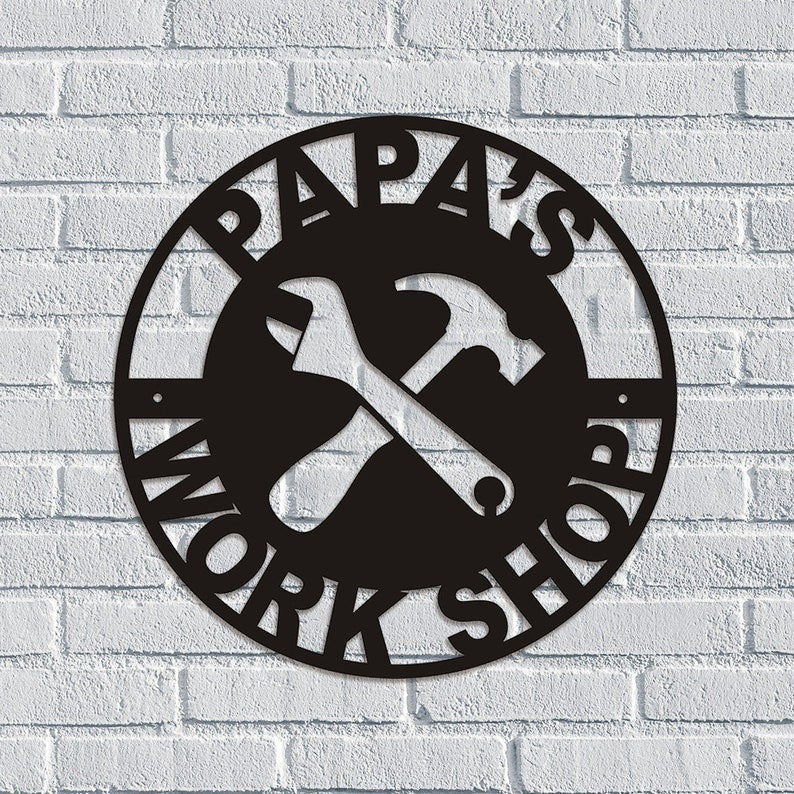 Personalized Metal Signpapas Work Shop Metal Signgifts For Fatherdad's Giftspersonalized Giftsgifts For Grandpacustom