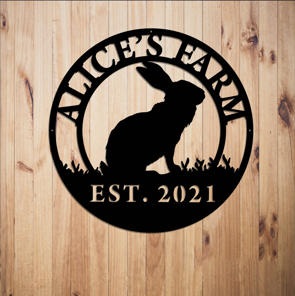 Rabbit Sign Rabbit Farm Custom Family Name Steel Art Ranch Sign Family Name Sign Custom Metal Sign Cabin Decor