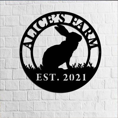 Rabbit Sign Rabbit Farm Custom Family Name Steel Art Ranch Sign Family Name Sign Custom Metal Sign Cabin Decor