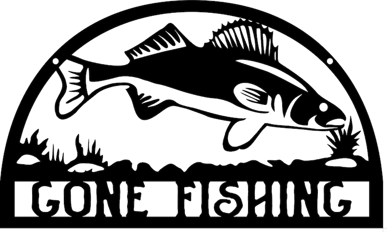 Iconic Gone Fishing Solid Steel Home Decor Decorative Accent Metal Art Sign
