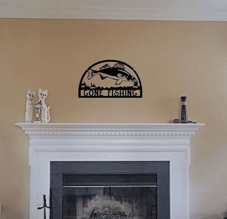 Iconic Gone Fishing Solid Steel Home Decor Decorative Accent Metal Art Sign
