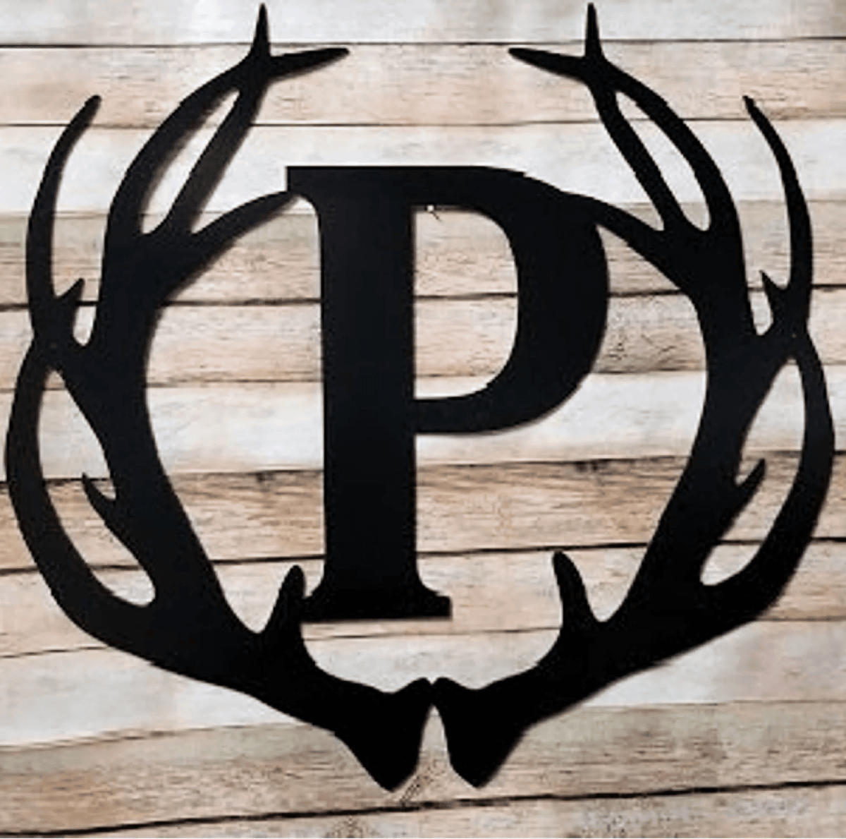 Hunter Signs - Deer Hunting Antler Monogram Decor Cut Metal Sign Wall Metal Sign