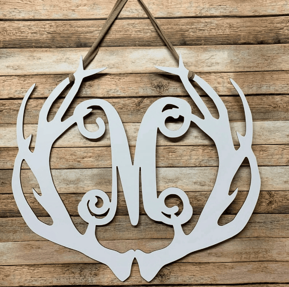 Hunter Signs - Deer Hunting Antler Monogram Decor Cut Metal Sign Wall Metal Sign