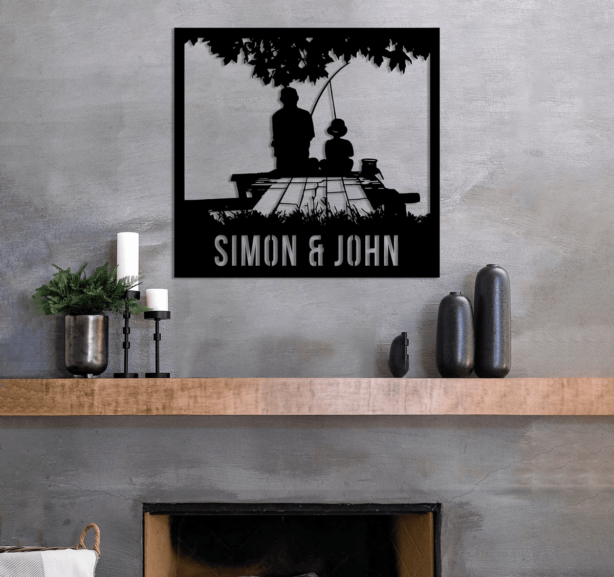 Fishing Father & Child Metal Wall Art Fishing Metal Sign Fishing Gift For Dad Dad And Son Fishing Gift For Dadfisher