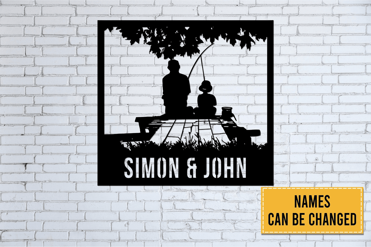 Fishing Father & Child Metal Wall Art Fishing Metal Sign Fishing Gift For Dad Dad And Son Fishing Gift For Dadfisher