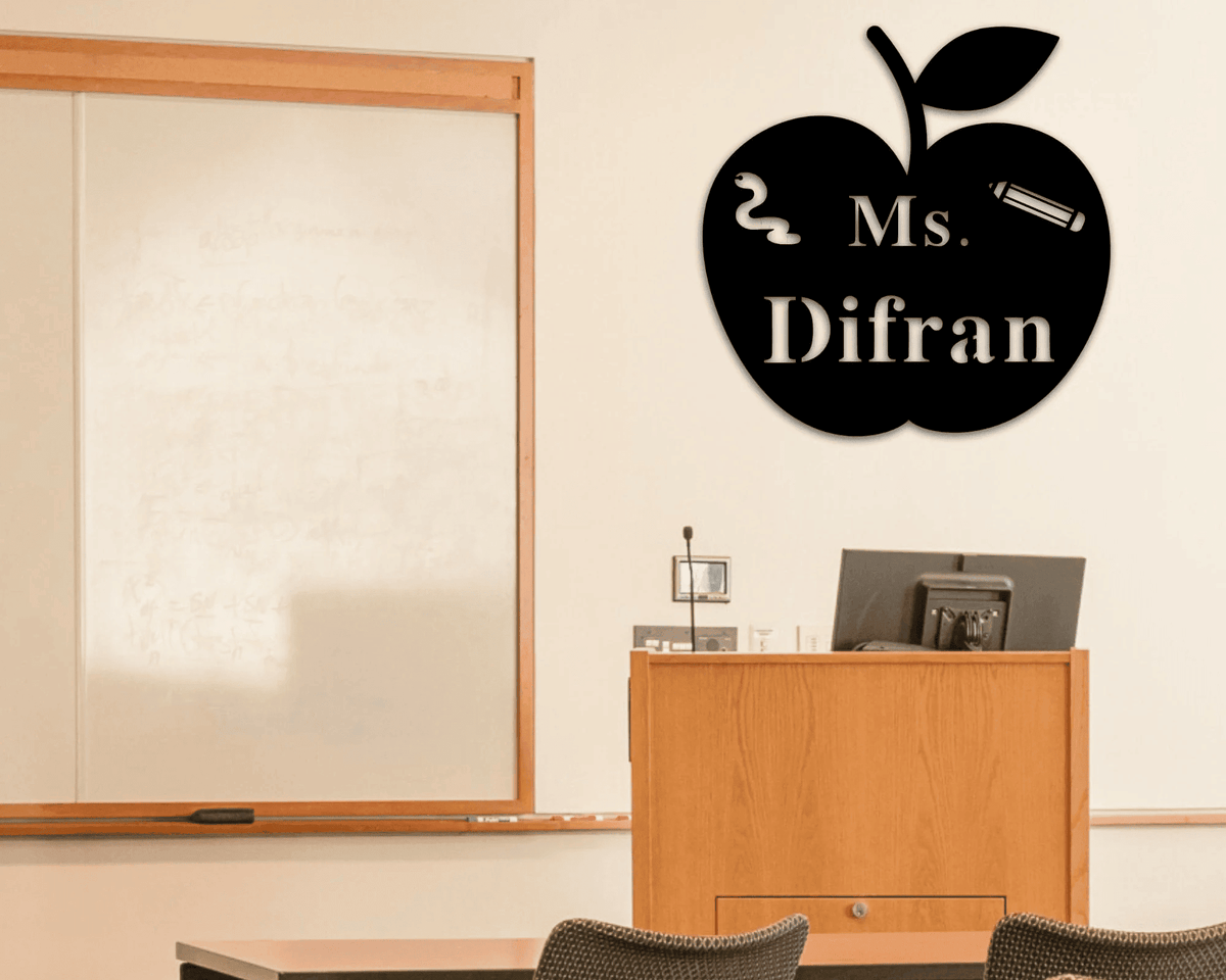 Teacher Appreciation Gift Teacher Gifts With Name Classroom Decor Teacher Sign Teacher Apple Sign End Of The Year