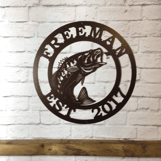 Metal Largemouth Bass Fishing Sign Cut Metal Sign Metal Wall Art Metal House Sign