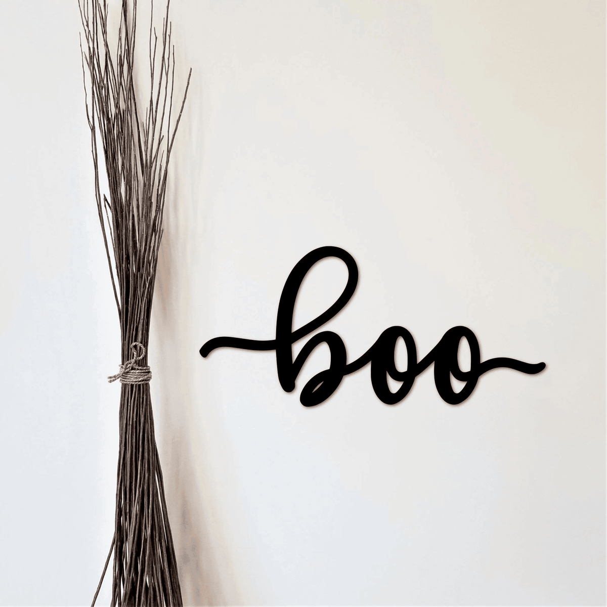 Halloween Boo Sign - Metal Wall Hanging - Halloween Decoration - Ghost Decor - Front Door Hanger - Cursive Metal Boo