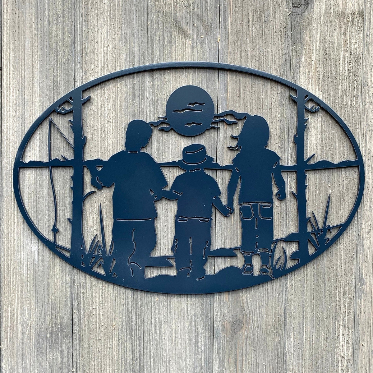 Kids Fishing Metal Sign Cutout Cut Metal Sign Wall Metal Art