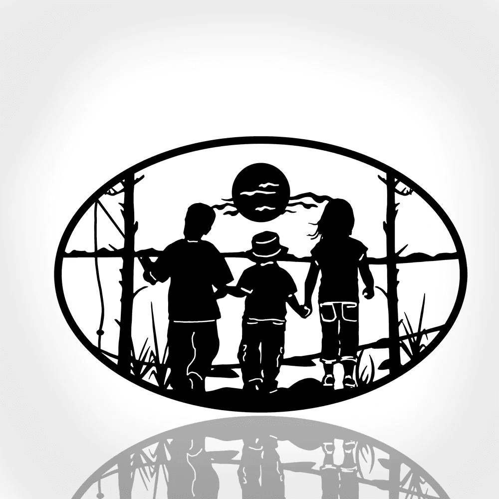 Kids Fishing Metal Sign Cutout Cut Metal Sign Wall Metal Art