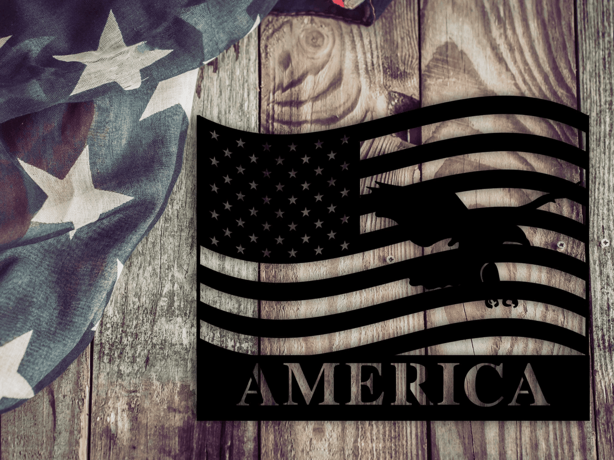 Metal American Flag Customized American Flag Customized Family Name Sign Patriotic Wall Art Custom Metal Patriotic Sign