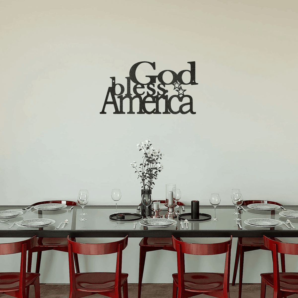 God Bless America Steel Indoor Outdoor Wall Sign Birthday Housewarming Wedding Man Cave She Shed Metal Home Decor