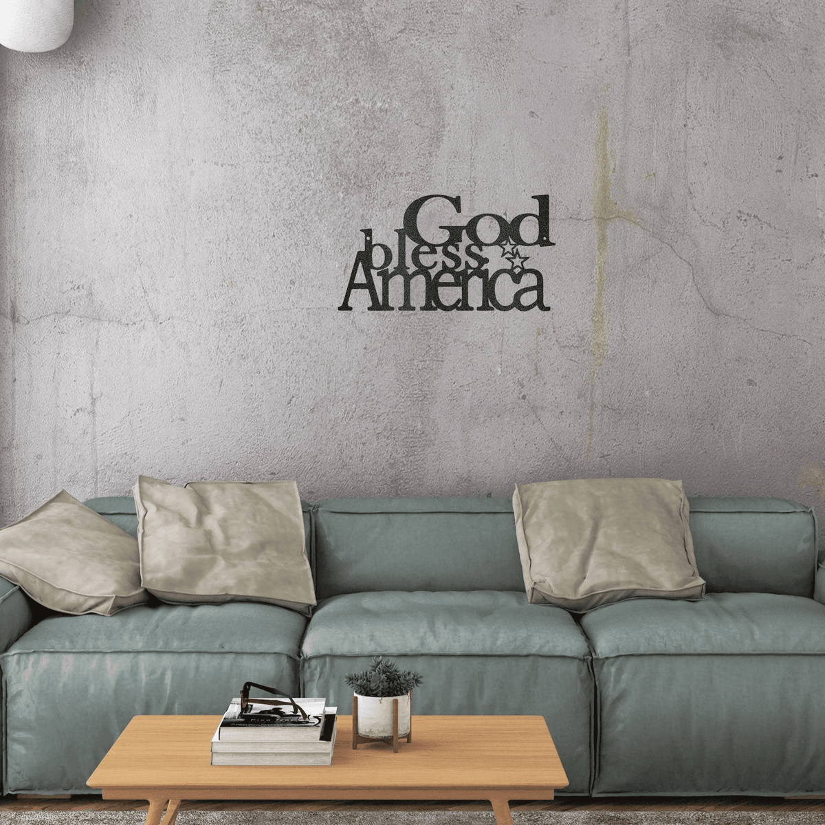 God Bless America Steel Indoor Outdoor Wall Sign Birthday Housewarming Wedding Man Cave She Shed Metal Home Decor