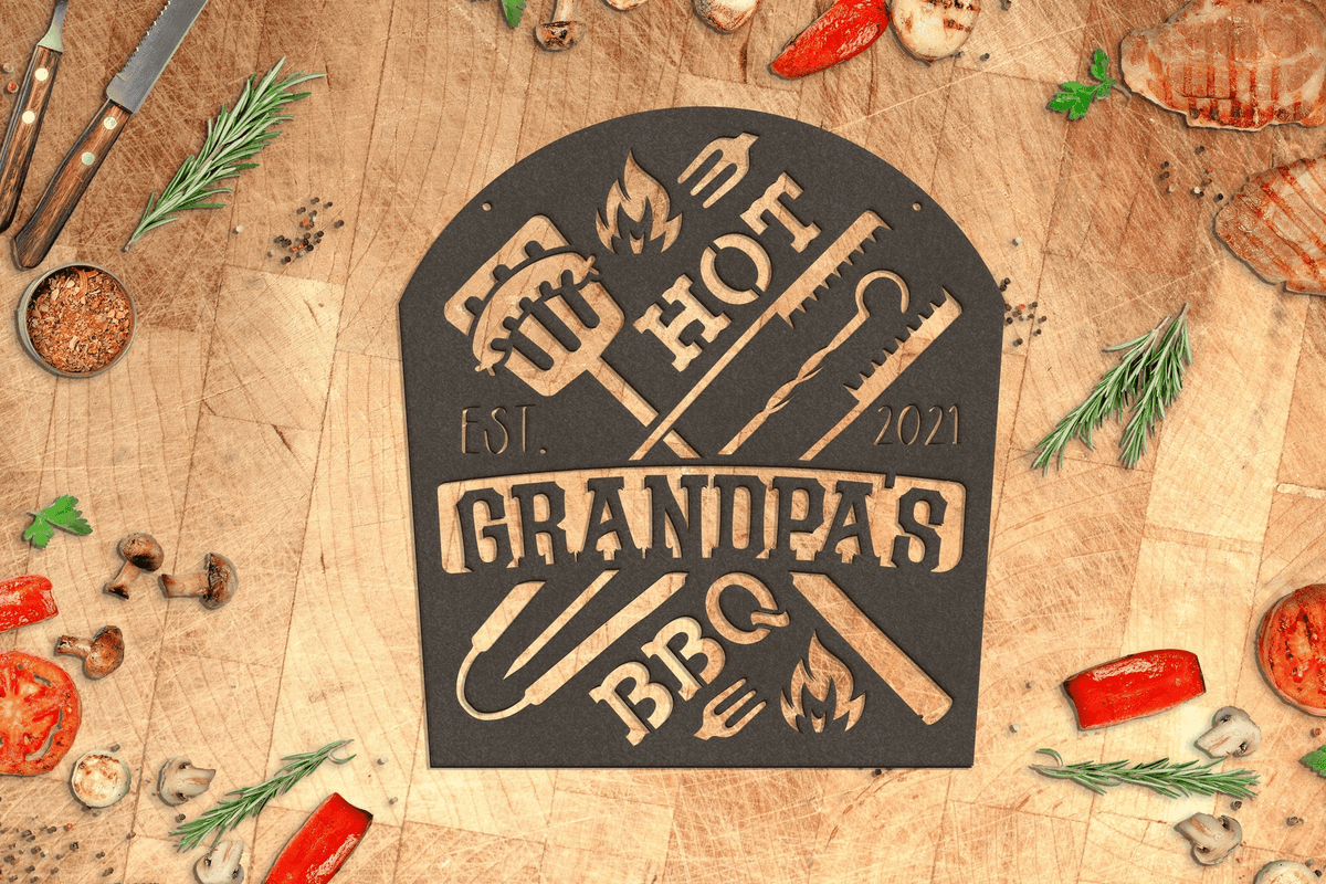 Your Name Personalized Grilling Sign Metal Outdoor Cooking Sign