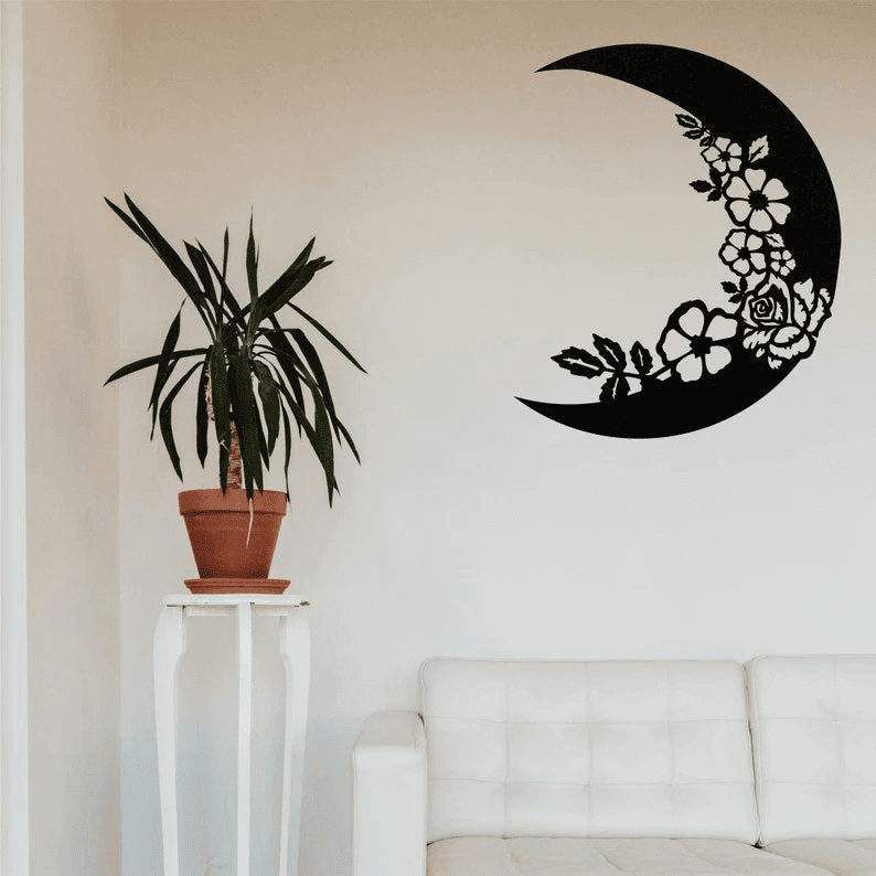 Metal Wall Decor The Moon Wall Art Metal Wall Art Half Moon And Flowers D�cor Kids Room Decoration Living Room Entryway