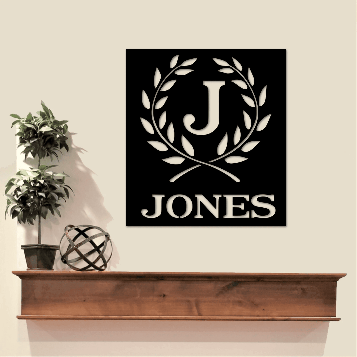 Family Name Sign Metal Wall Plaque Last Name Sign Engagement Gift Leafy Border Entryway Sign Christmas Gift Metal Wall