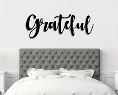 Grateful Script Metal Word Sign Rustic Metal Grateful Sign Farmhouse Decor Housewarming Gift Metal Wall Art Steel Word