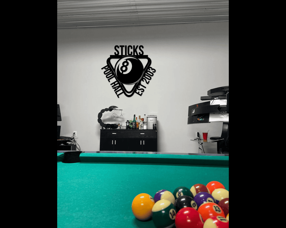 Modern Farmhouse Wall Decor Last Name Established Sign Billiards And Lounge Sign Large Rustic Wall Art Industrial