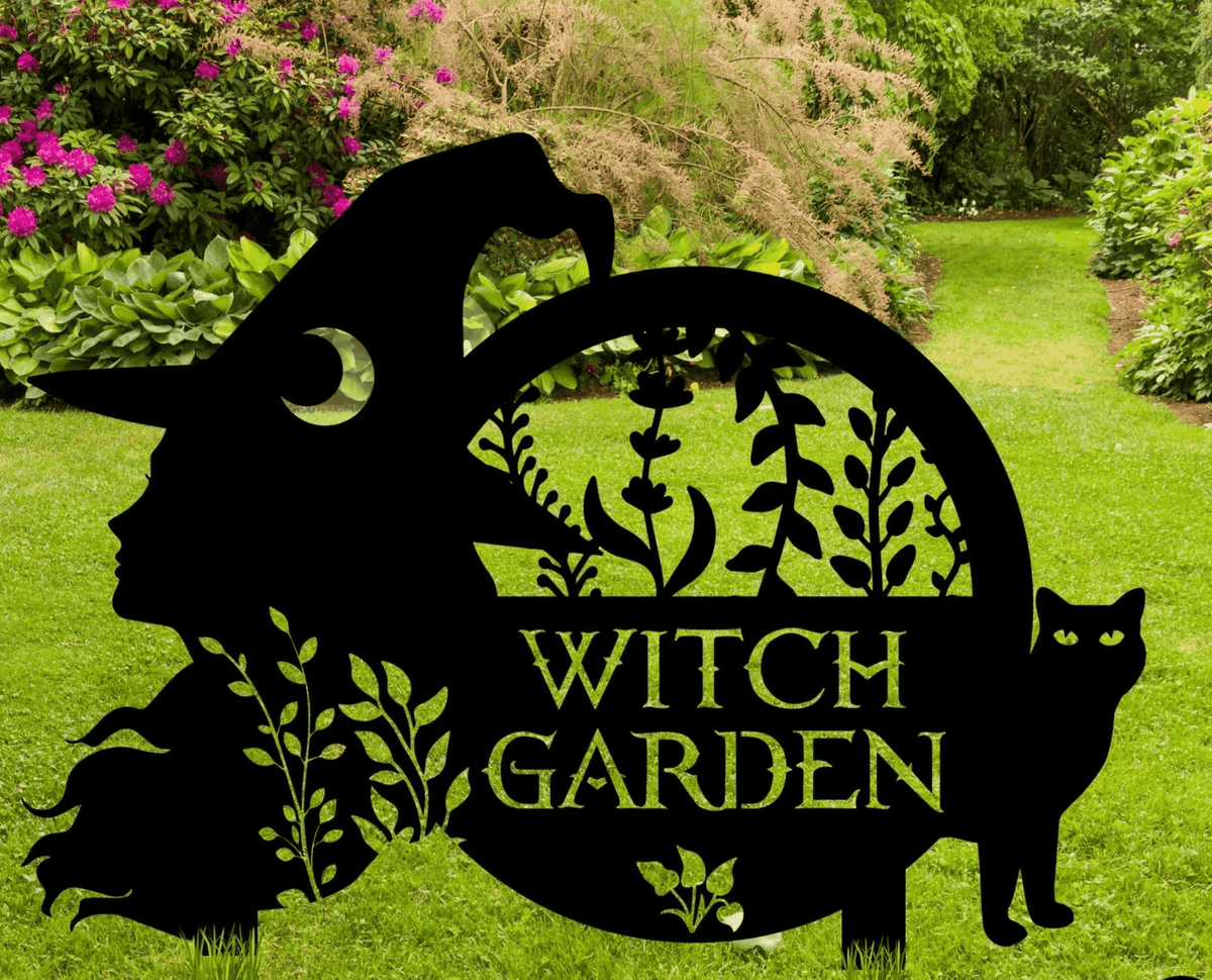 Metal Witch Sign Witch Garden Sign Hanging Herb Garden Sign Magic Garden Sign Gift For Witches Custom Witch Housewarming