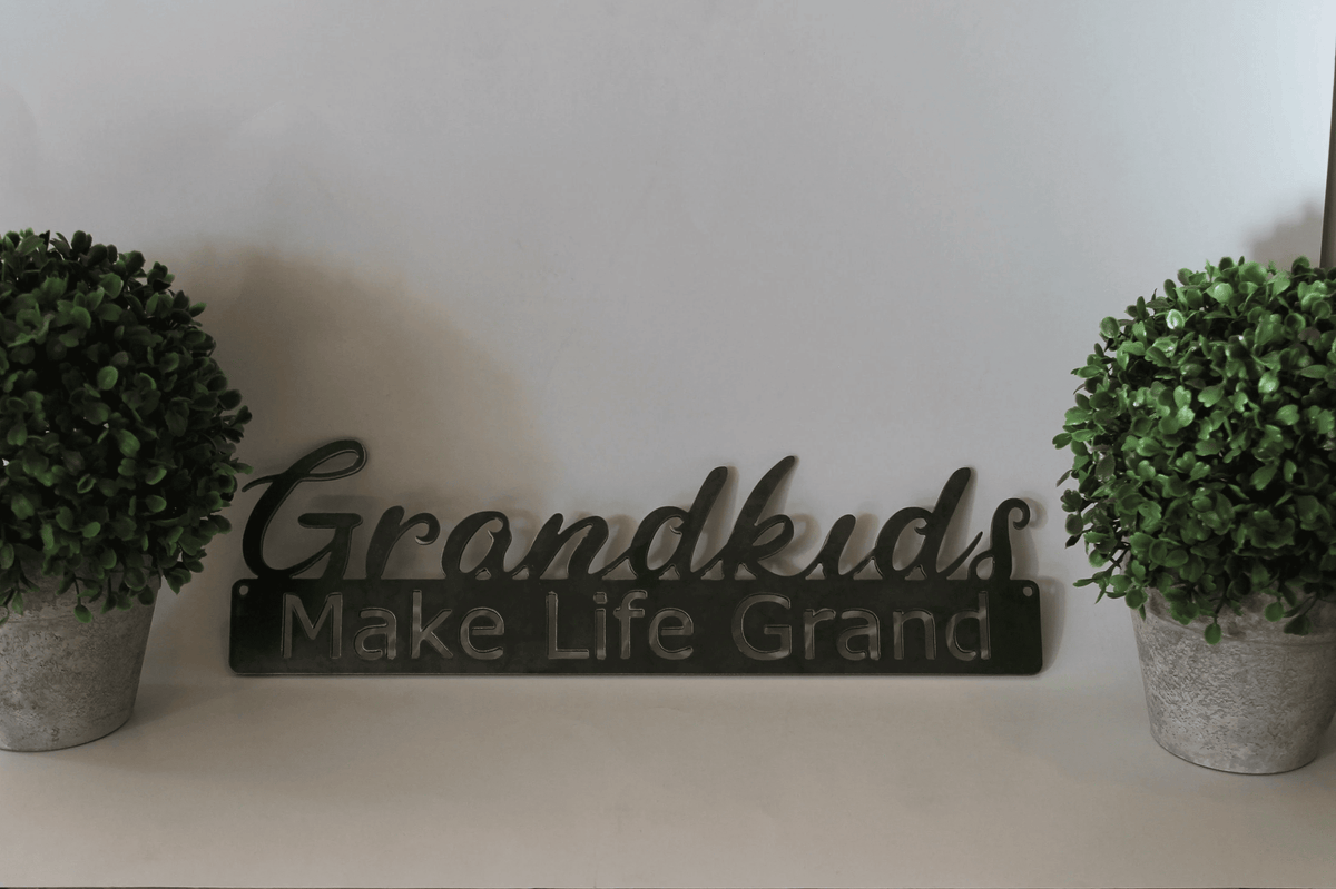 Grandkids Make Life Grand Metal Sign Grandparent Wall Decor Metal Grandparent Sign Family Decor Grandparents Gift