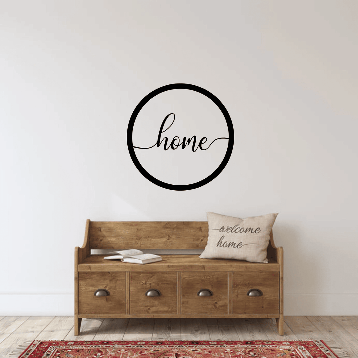 Home Sign With Circle Border Metal Wall Decor Living Room Decor Kitchen Decor Christmas Housewarming