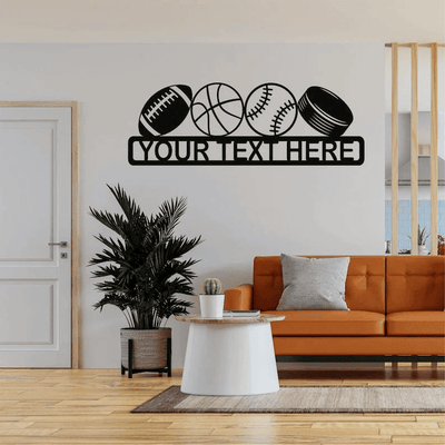 Metal Wall Art Custom Personalized Sport Decor Metal Monogram Metal Sign Kids Teens Wall Decoration Sport Lover Gift