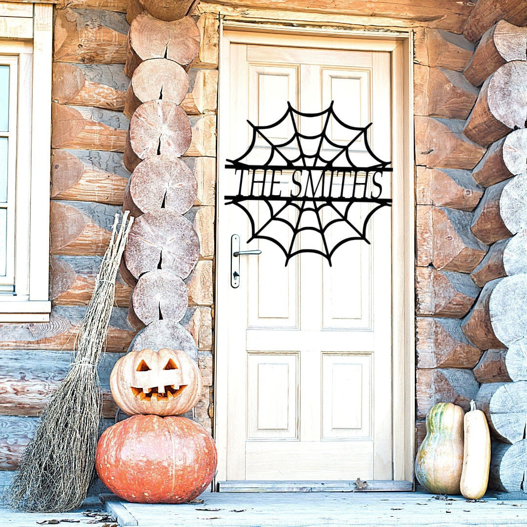 Halloween Spiderweb Monogram Cut Metal Sign Wall Decor Metal Sign Home Decor Metal Art