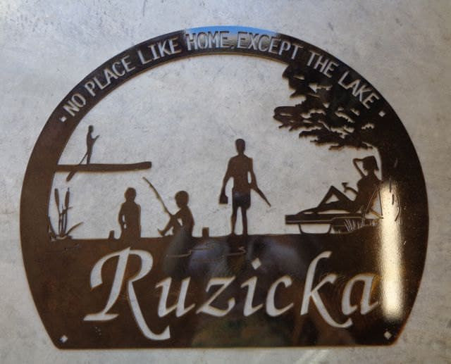 Metal Fishing Sign Fishing Family By The Lake Sign With Your Name Metal Wall Art Metal House Sign