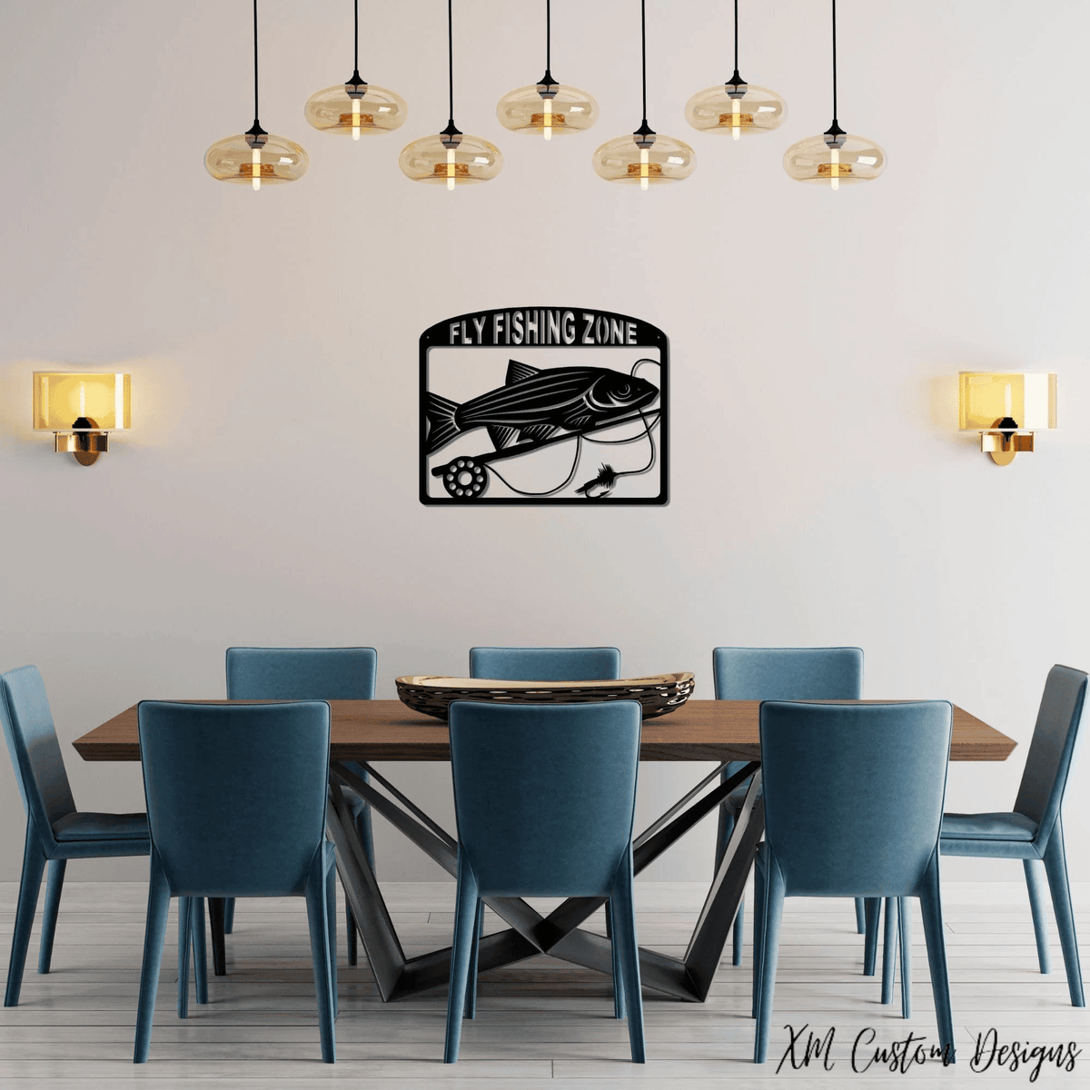 Fly Fishing Metal Sign Cottage Metal Wall Art Fisherman's Decor Trout Fishing Sign Fish Decoration Fly Fishing Pole