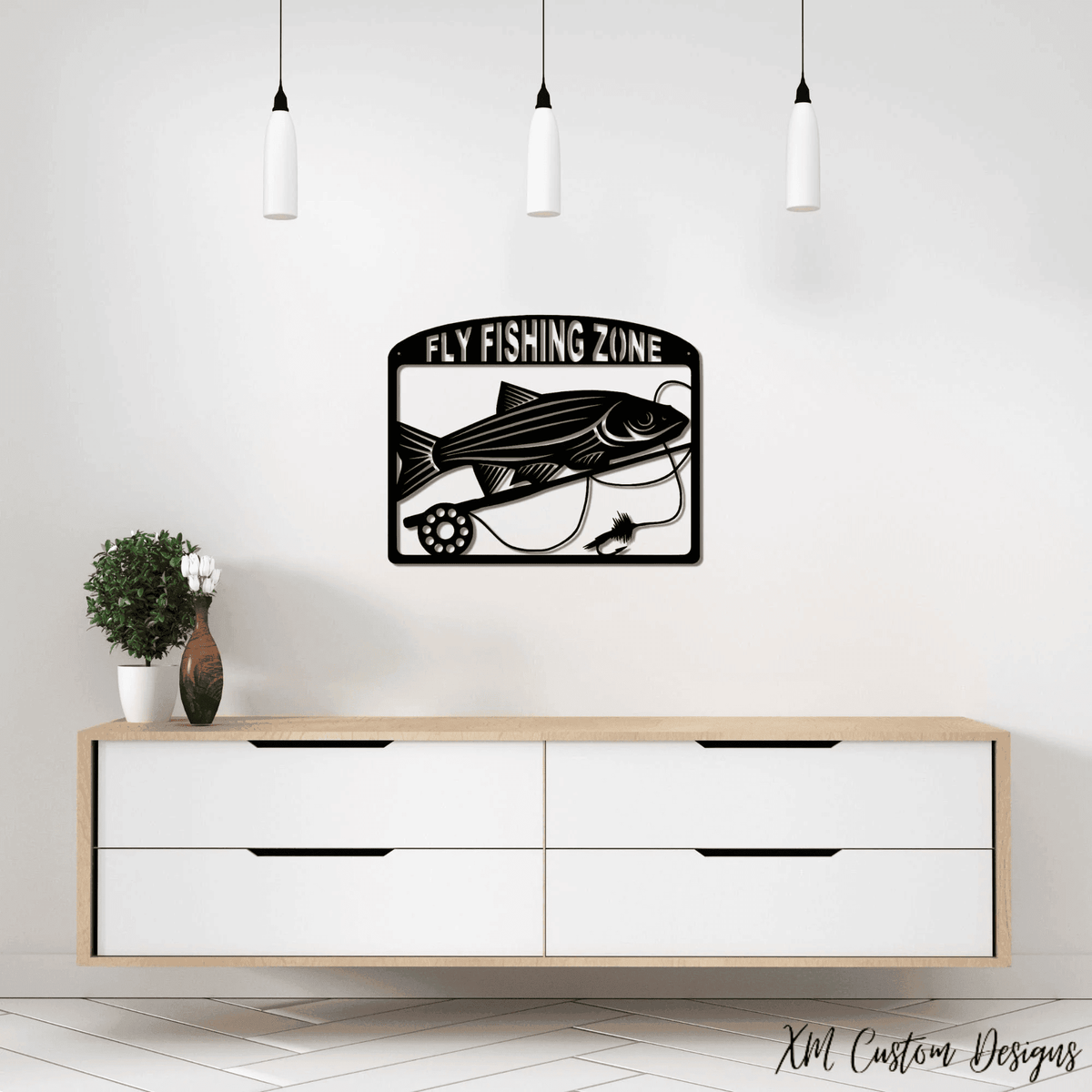 Fly Fishing Metal Sign Cottage Metal Wall Art Fisherman's Decor Trout Fishing Sign Fish Decoration Fly Fishing Pole