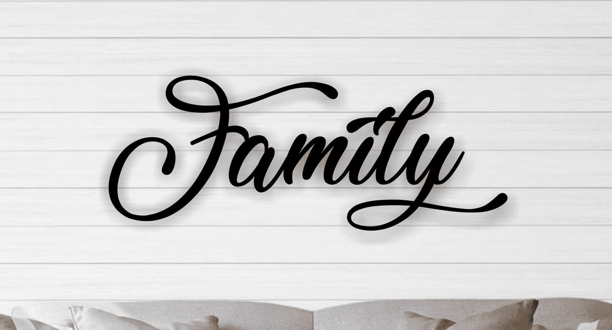 Family Script Metal Sign Family Metal Wall Sign Fall Decor Entryway Decor Housewarming Gift Thanksgiving Christmas
