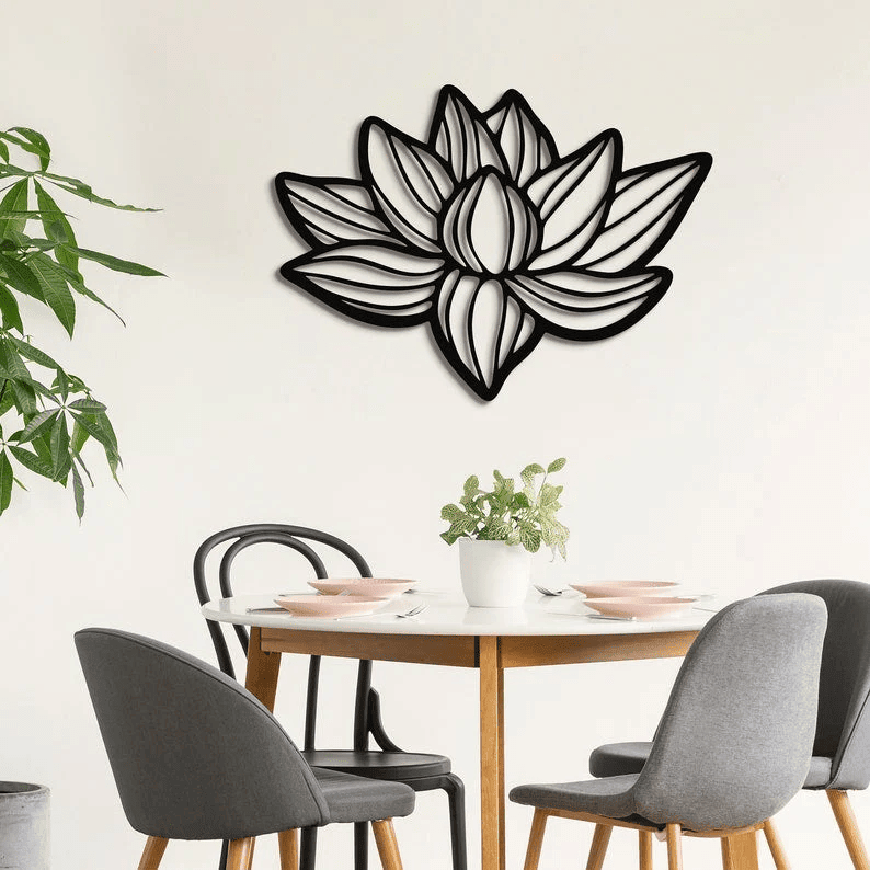 Metal Wall Art Lotus Wall Art Metal Sign Home Decor Living Room Wall Art Bedroom Wall Decor Boho Wall Art Yoga Wall Art