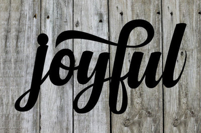 Joyful Script Metal Word Sign Rustic Metal Sign Cursive Farmhouse Decor Housewarming Gift Metal Wall Art Steel Word Art