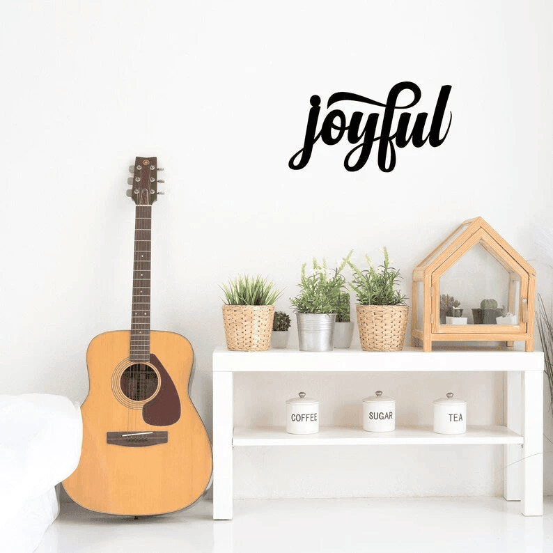 Joyful Script Metal Word Sign Rustic Metal Sign Cursive Farmhouse Decor Housewarming Gift Metal Wall Art Steel Word Art