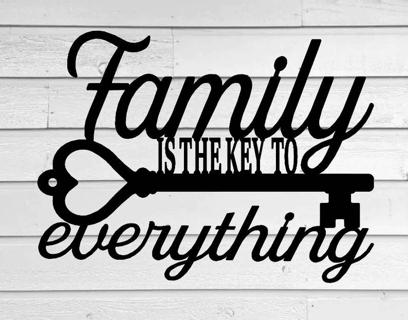 Family Is The Key To Everything Custom Metal Sign Metal Monogram House Warming Gift Metal Word Wall Art Wall Decor Steel