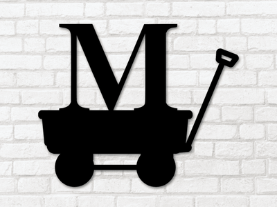 Kids Initial Sign Wagon Sign Initial Sign Metal Wagon Sign Kids Room Decor Above Crib Baby Crib Decor Metal Name Sign