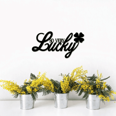 So Very Lucky Sign Metal Wall Decor Shamrock Lucky Word Art Metal Wall Words St. Patrick's Day Irish Family Gallery Wall