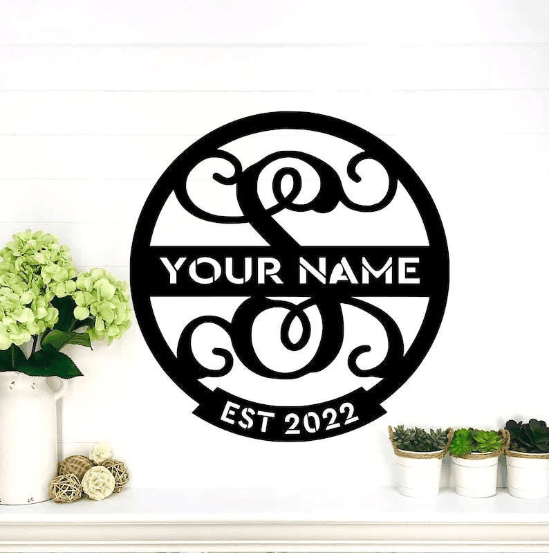 Fast Shipping! Family Name Circle Monogram