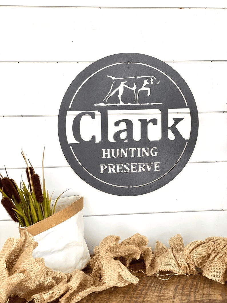 Hunting Preserve Personalized Sign Hunting Dog Bird Dog Metal Sign Entryway Metal Sign Bird Dog Art