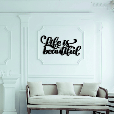 Life Is Beautiful Metal Words Wall Art Home Decor Wall Hanging Metal Letters Office Decor Housewarming Gift Minimalist