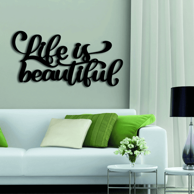 Life Is Beautiful Metal Words Wall Art Home Decor Wall Hanging Metal Letters Office Decor Housewarming Gift Minimalist