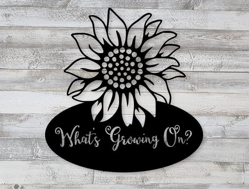 Fun Garden Sign What's Growing On? Custom Metal Sign Mother's Day Gift For Mom Gardener Gift Housewarming